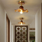 Traditional French Iron Flower Glass 1-light Semi-flush Mount Ceiling Light for Living Room