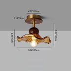 Traditional French Iron Flower Glass 1-light Semi-flush Mount Ceiling Light for Living Room