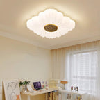 Contemporary Nordic Hardware Square PE Shade LED Flush Mount Ceiling Light For Living Room
