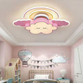 Contemporary Creative Rainbow Hardware Acrylic Cloud Shade LED Flush Mount Ceiling Light For Living Room
