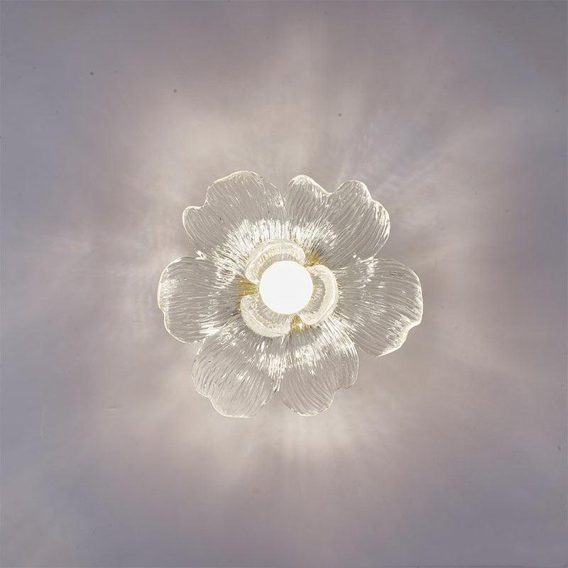 Contemporary Luxury Metal Petal Resin Shade 1-light Semi-flush Mount Ceiling Light for Living Room