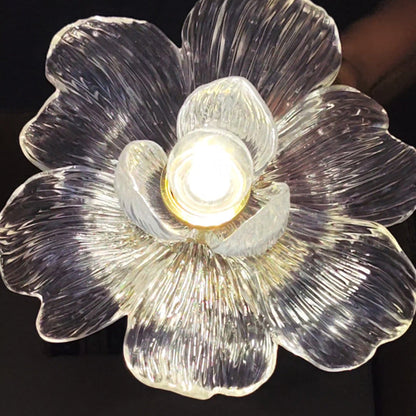 Contemporary Luxury Metal Petal Resin Shade 1-light Semi-flush Mount Ceiling Light for Living Room