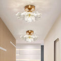 Contemporary Luxury Metal Petal Resin Shade 1-light Semi-flush Mount Ceiling Light for Living Room
