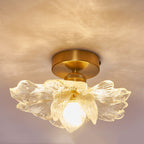 Contemporary Luxury Metal Petal Resin Shade 1-light Semi-flush Mount Ceiling Light for Living Room