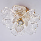 Contemporary Luxury Metal Petal Resin Shade 1-light Semi-flush Mount Ceiling Light for Living Room