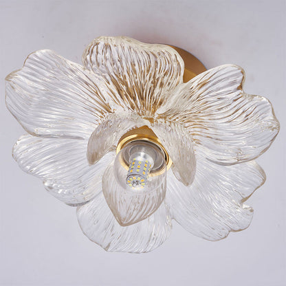 Contemporary Luxury Metal Petal Resin Shade 1-light Semi-flush Mount Ceiling Light for Living Room