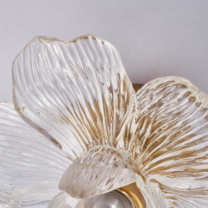 Contemporary Luxury Metal Petal Resin Shade 1-light Semi-flush Mount Ceiling Light for Living Room