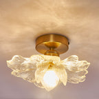 Contemporary Luxury Metal Petal Resin Shade 1-light Semi-flush Mount Ceiling Light for Living Room