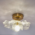 Contemporary Luxury Metal Petal Resin Shade 1-light Semi-flush Mount Ceiling Light for Living Room