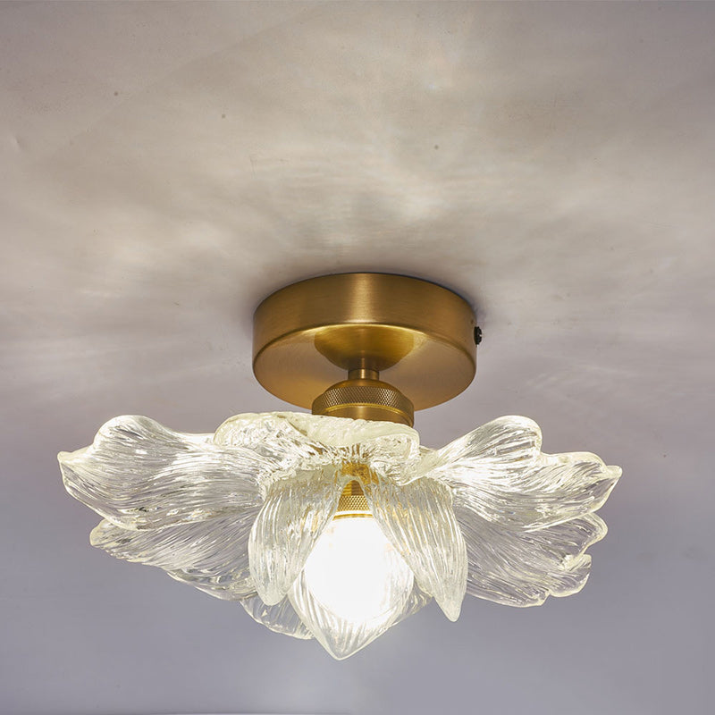Contemporary Luxury Metal Petal Resin Shade 1-light Semi-flush Mount Ceiling Light for Living Room