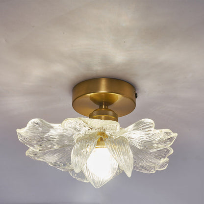 Contemporary Luxury Metal Petal Resin Shade 1-light Semi-flush Mount Ceiling Light for Living Room