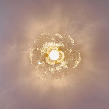 Contemporary Luxury Metal Petal Resin Shade 1-light Semi-flush Mount Ceiling Light for Living Room