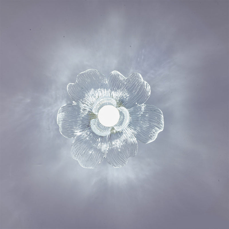 Contemporary Luxury Metal Petal Resin Shade 1-light Semi-flush Mount Ceiling Light for Living Room