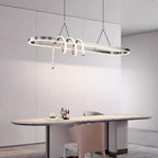Modern Minimalist Iron Aluminum Circle Ring Silicone LED Pendant Light Island Light For Living Room