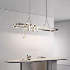 Modern Minimalist Iron Aluminum Circle Ring Silicone LED Pendant Light Island Light For Living Room