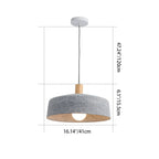 Contemporary Nordic Solid Wood Felt Round Shade 1-Light Pendant Light For Living Room