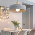Contemporary Nordic Solid Wood Felt Round Shade 1-Light Pendant Light For Living Room