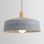 Contemporary Nordic Solid Wood Felt Round Shade 1-Light Pendant Light For Living Room
