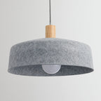 Contemporary Nordic Solid Wood Felt Round Shade 1-Light Pendant Light For Living Room