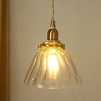 Traditional Japanese Full Copper Glass Conical Shade 1-Light Pendant Light For Living Room