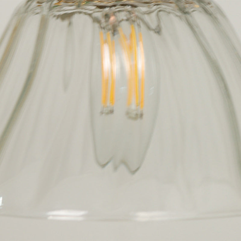 Traditional Japanese Full Copper Glass Conical Shade 1-Light Pendant Light For Living Room
