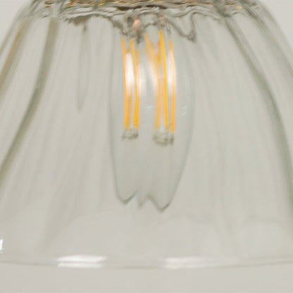 Traditional Japanese Full Copper Glass Conical Shade 1-Light Pendant Light For Living Room