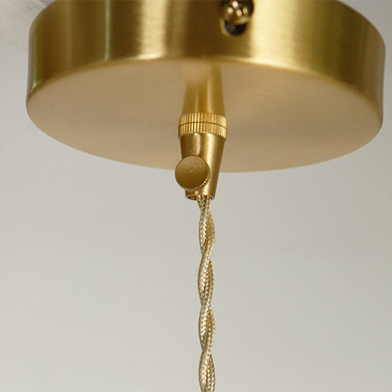 Traditional Japanese Full Copper Glass Conical Shade 1-Light Pendant Light For Living Room