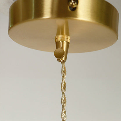 Traditional Japanese Full Copper Glass Conical Shade 1-Light Pendant Light For Living Room
