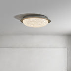 Contemporary Luxury Platinum Crystal Lunar Crater Texture LED Flush Mount Ceiling Light For Living Room