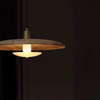 Modern Minimalist Marble Solid Wood Flying Saucer 1-Light Pendant Light For Living Room