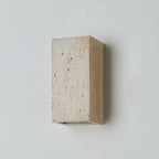 Traditional Japanese Beige Travertine Cube LED Wall Sconce Lamp For Bedroom