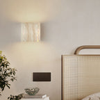 Traditional Japanese Beige Travertine Cube LED Wall Sconce Lamp For Bedroom