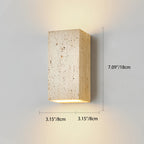 Traditional Japanese Beige Travertine Cube LED Wall Sconce Lamp For Bedroom