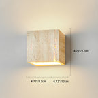 Traditional Japanese Beige Travertine Cube LED Wall Sconce Lamp For Bedroom