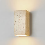 Traditional Japanese Beige Travertine Cube LED Wall Sconce Lamp For Bedroom