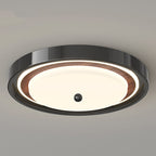 Modern Minimalist Hardware PVC Walnut Wood Grain LED Flush Mount Ceiling Light For Living Room