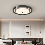 Modern Minimalist Hardware PVC Walnut Wood Grain LED Flush Mount Ceiling Light For Living Room
