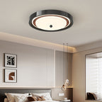 Modern Minimalist Hardware PVC Walnut Wood Grain LED Flush Mount Ceiling Light For Living Room
