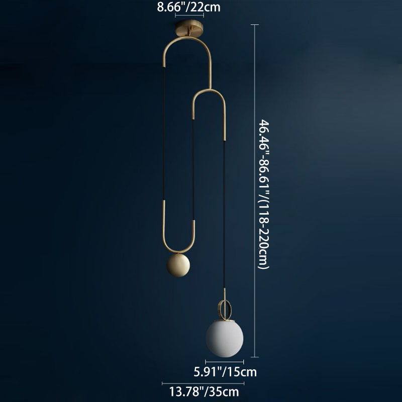 Contemporary Simplicity Metal Adjustable Pulley-designed Glass Orb Shade 1-light Pendant Light for Living Room