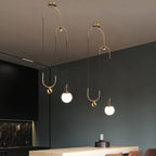 Contemporary Simplicity Metal Adjustable Pulley-designed Glass Orb Shade 1-light Pendant Light for Living Room