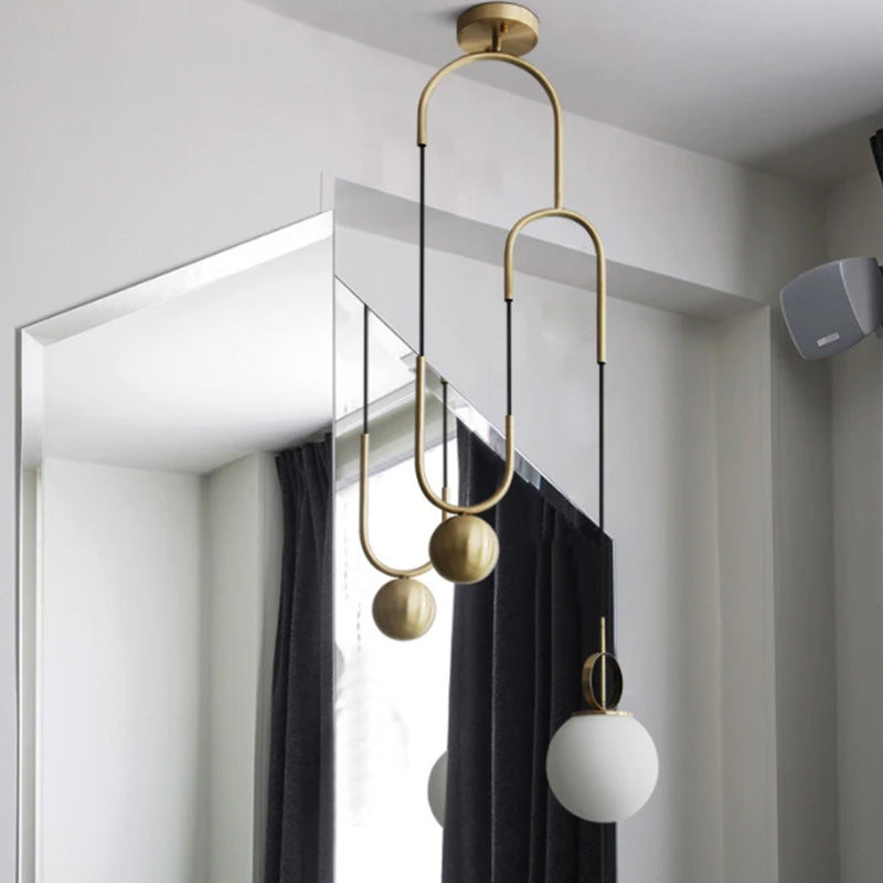 Contemporary Simplicity Metal Adjustable Pulley-designed Glass Orb Shade 1-light Pendant Light for Living Room