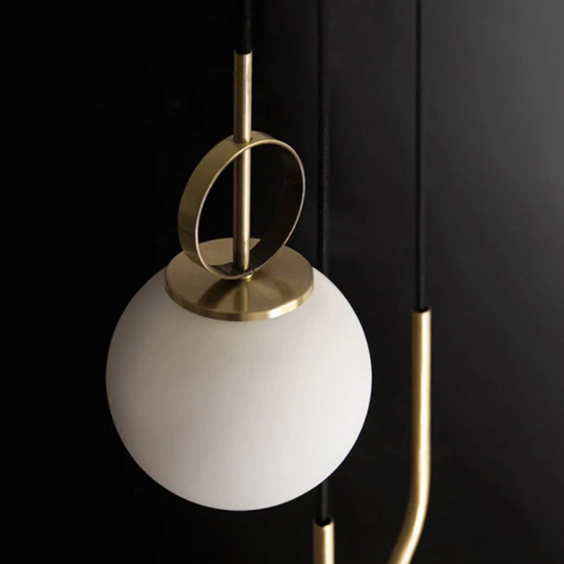 Contemporary Simplicity Metal Adjustable Pulley-designed Glass Orb Shade 1-light Pendant Light for Living Room