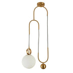 Contemporary Simplicity Metal Adjustable Pulley-designed Glass Orb Shade 1-light Pendant Light for Living Room