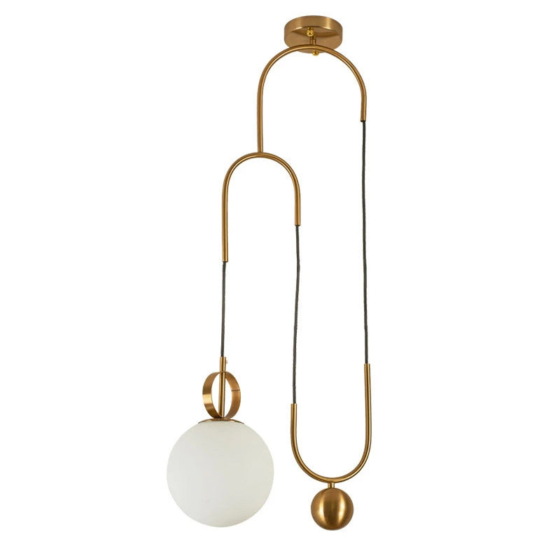 Contemporary Simplicity Metal Adjustable Pulley-designed Glass Orb Shade 1-light Pendant Light for Living Room