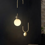 Contemporary Simplicity Metal Adjustable Pulley-designed Glass Orb Shade 1-light Pendant Light for Living Room