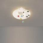 Contemporary Nordic Cartoon Panda Hardware LLDPE Round Shade LED Flush Mount Ceiling Light For Living Room