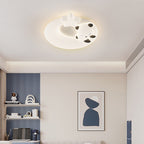 Contemporary Nordic Cartoon Panda Hardware LLDPE Round Shade LED Flush Mount Ceiling Light For Living Room