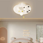 Contemporary Nordic Cartoon Panda Hardware LLDPE Round Shade LED Flush Mount Ceiling Light For Living Room