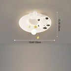 Contemporary Nordic Cartoon Panda Hardware LLDPE Round Shade LED Flush Mount Ceiling Light For Living Room