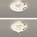 Contemporary Nordic Cartoon Panda Hardware LLDPE Round Shade LED Flush Mount Ceiling Light For Living Room